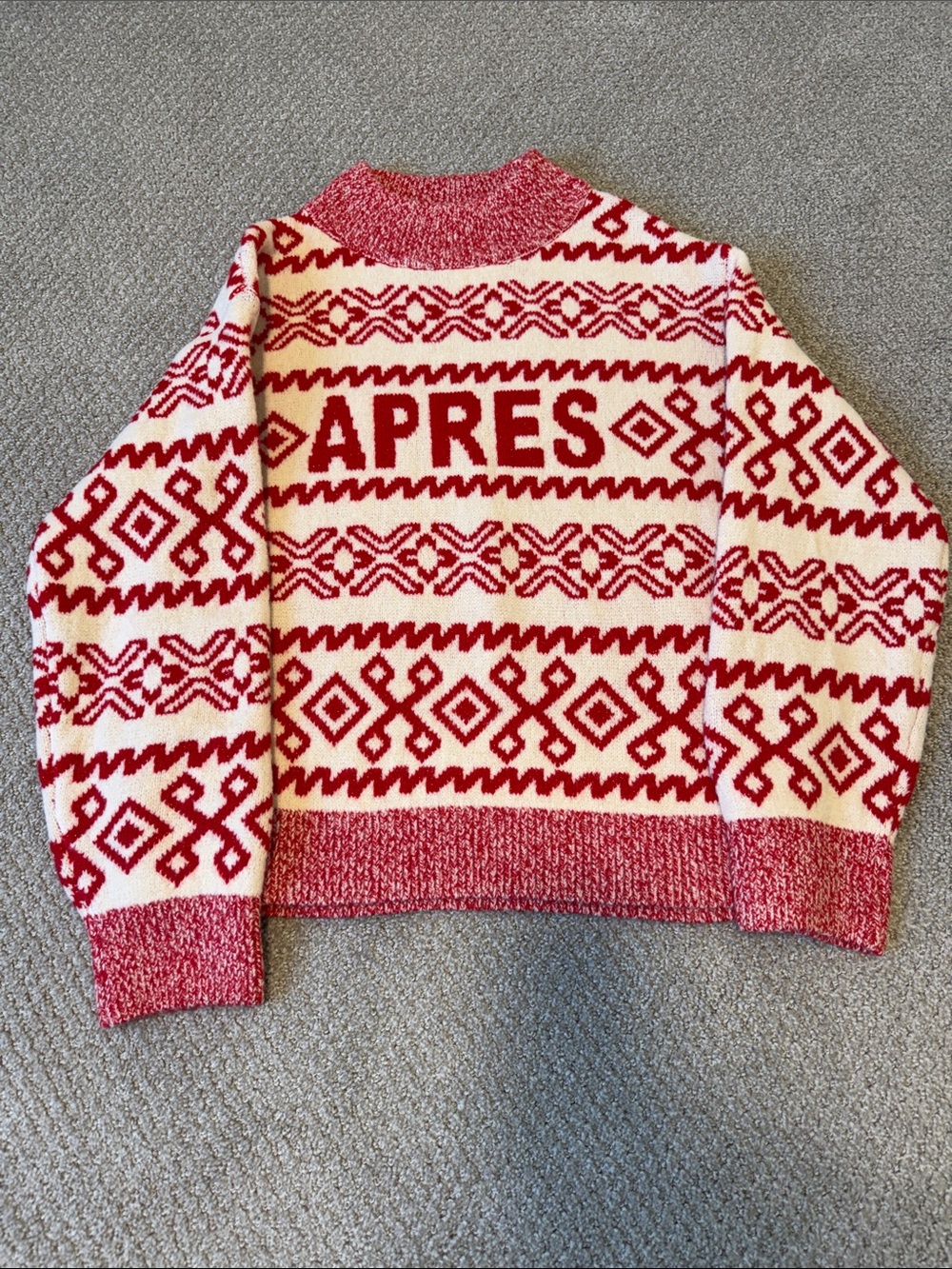 a new day Red and Cream 'APRES' Fair Isle Knit Sweater